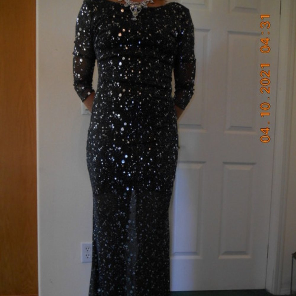Black evening dress.